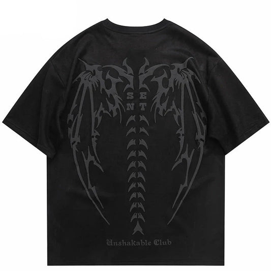 Spinal Cord Devil Wings Skeleton T-Shirt