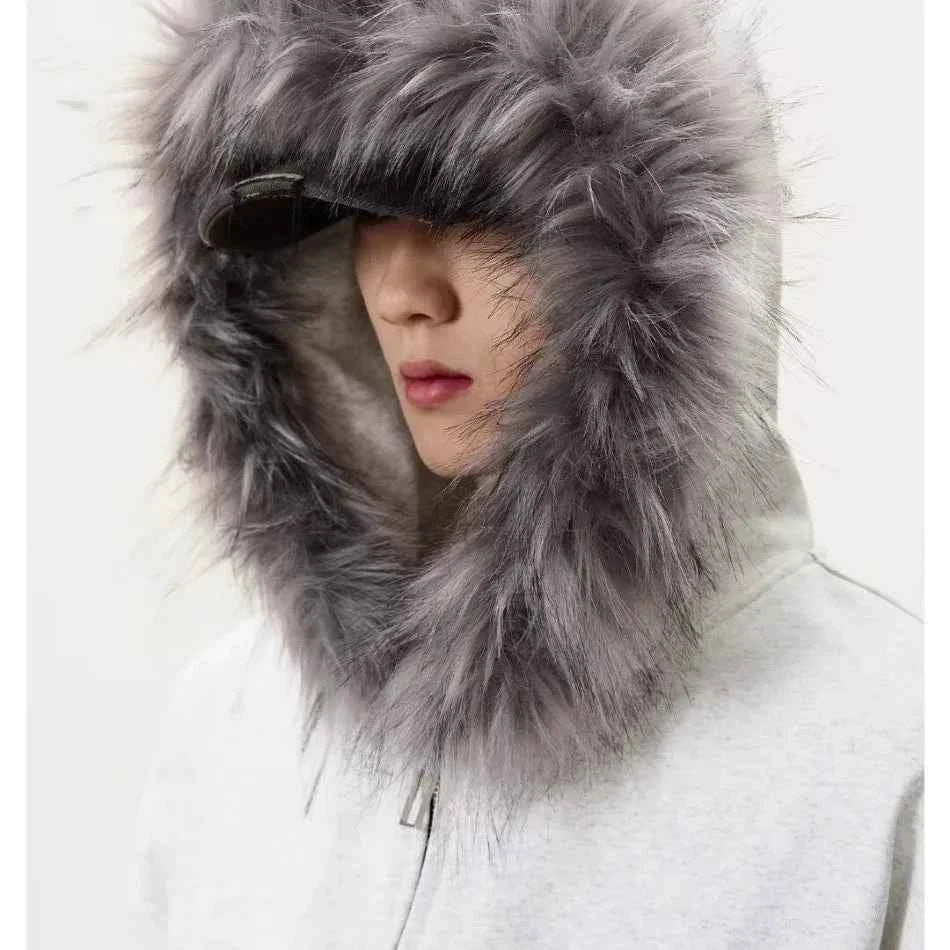 Autumn Japanese Edge Fur Collar Hoodied Sweatshirt