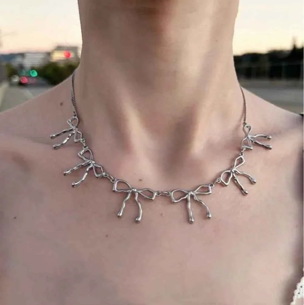 Stainless Steel Coquette Bowknot Necklace