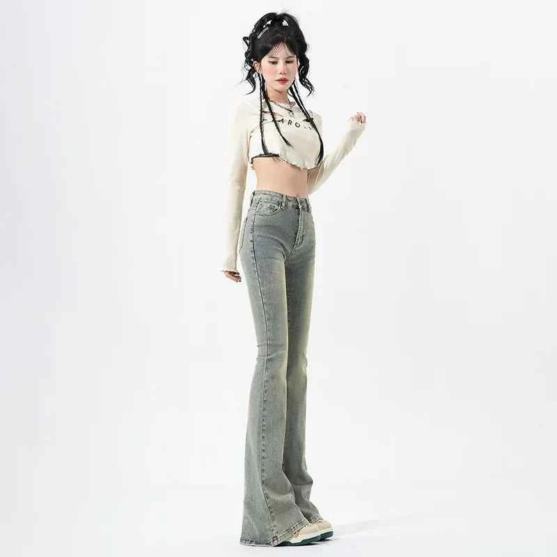 High Waist Vintage Blue Flare Jeans