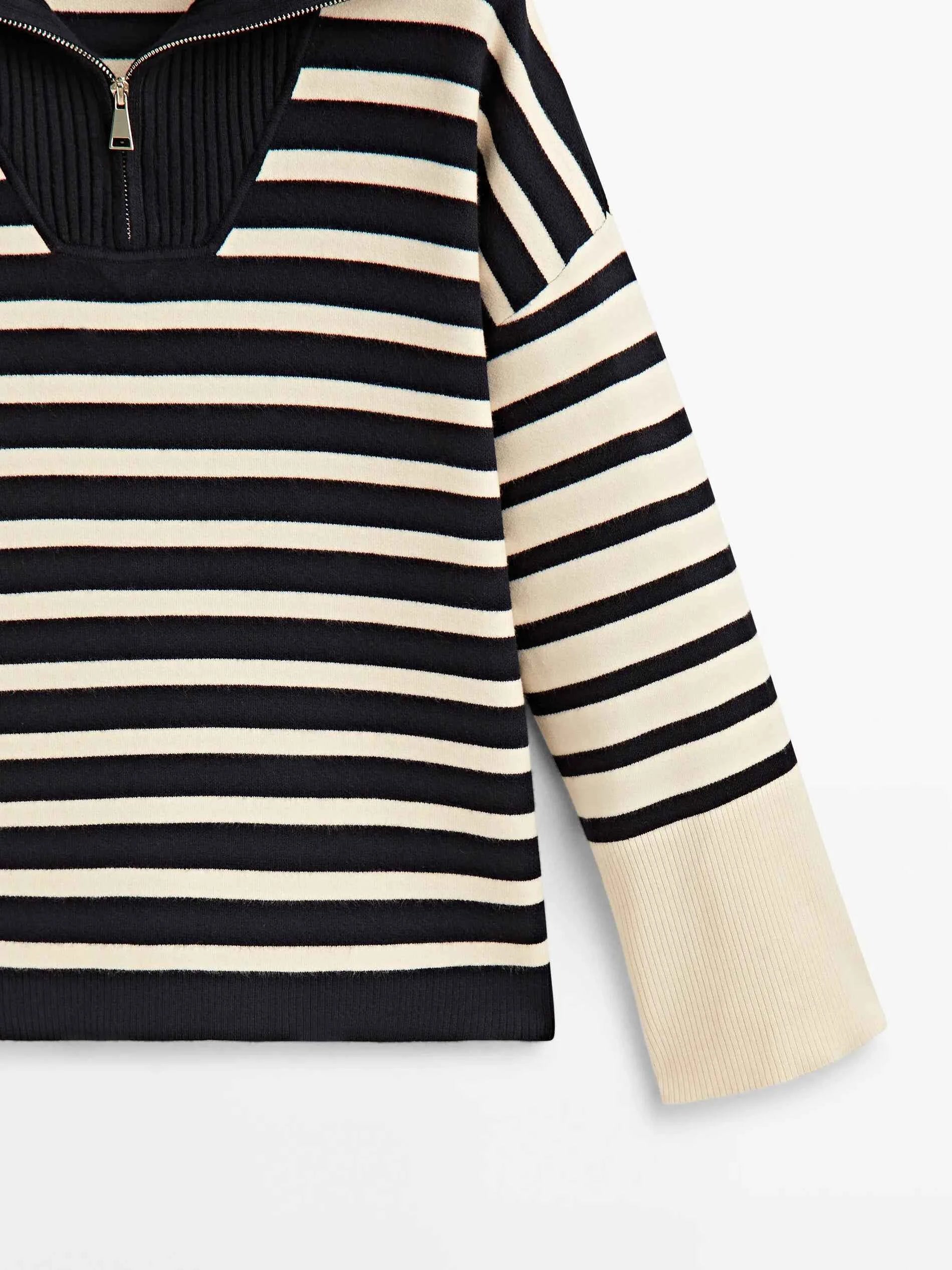 Retro Ethereal Striped Patchwork Turtleneck Sweater
