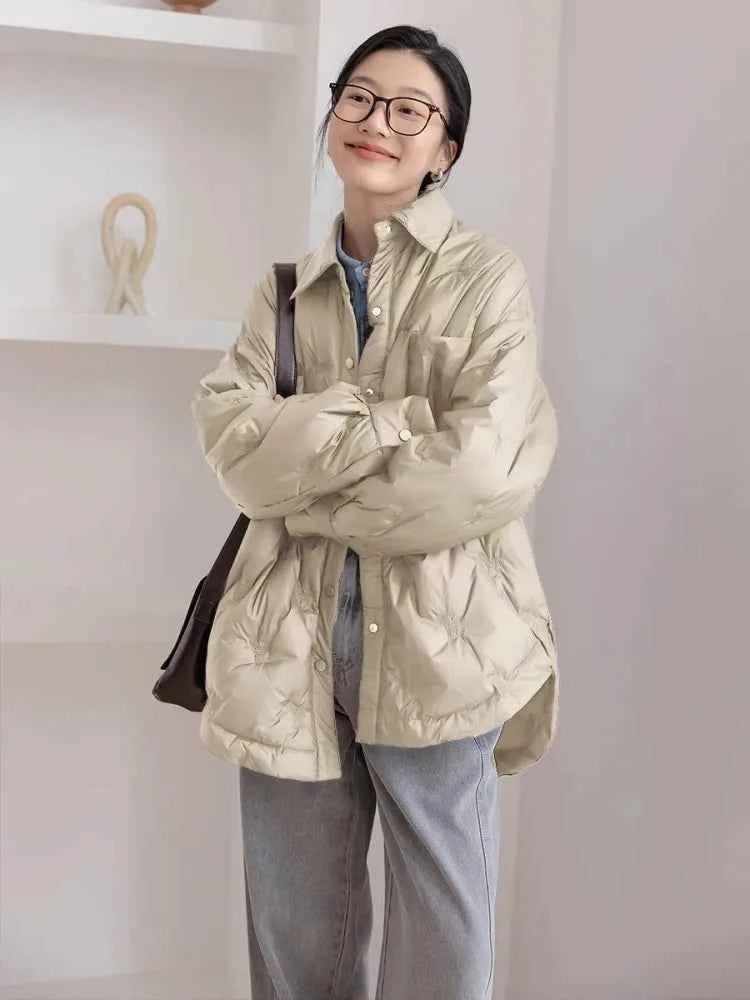 Retro Diamond Grid Lightweight Cotton Puffer Jacket