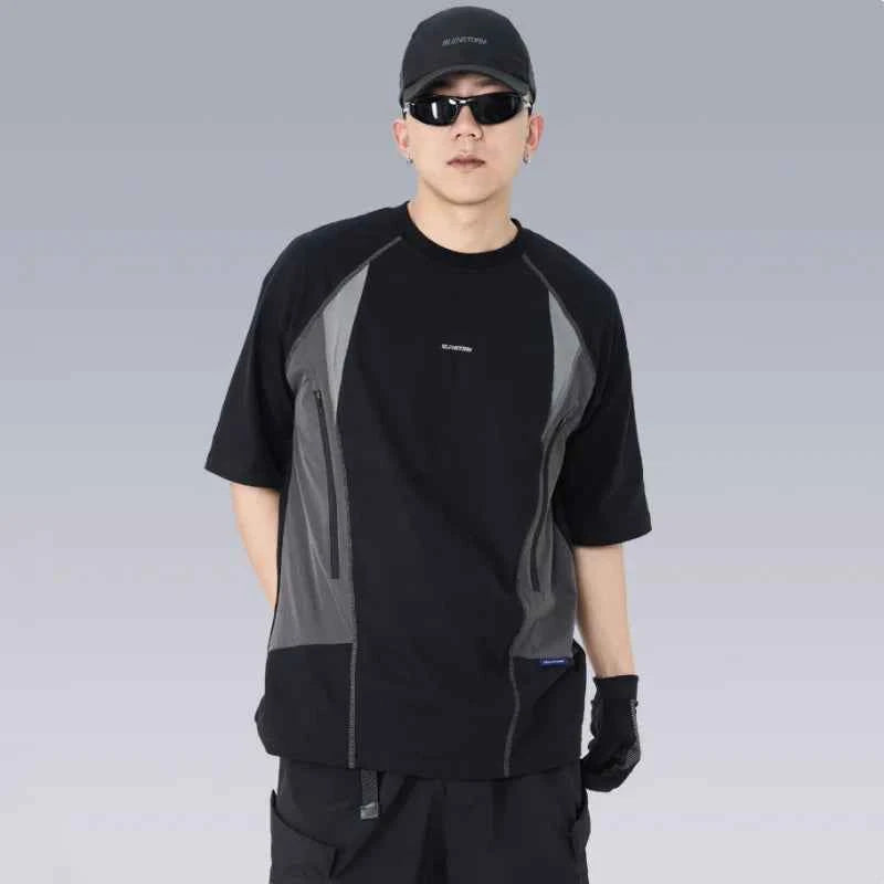Techwear Punk Style Deconstructed Patchwork T-Shirt