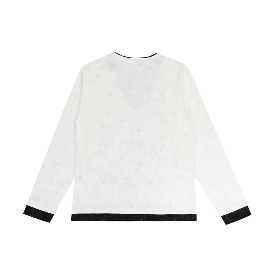 Effortless Fake Two Pieces Graffiti Print Long Sleeve T-Shirt