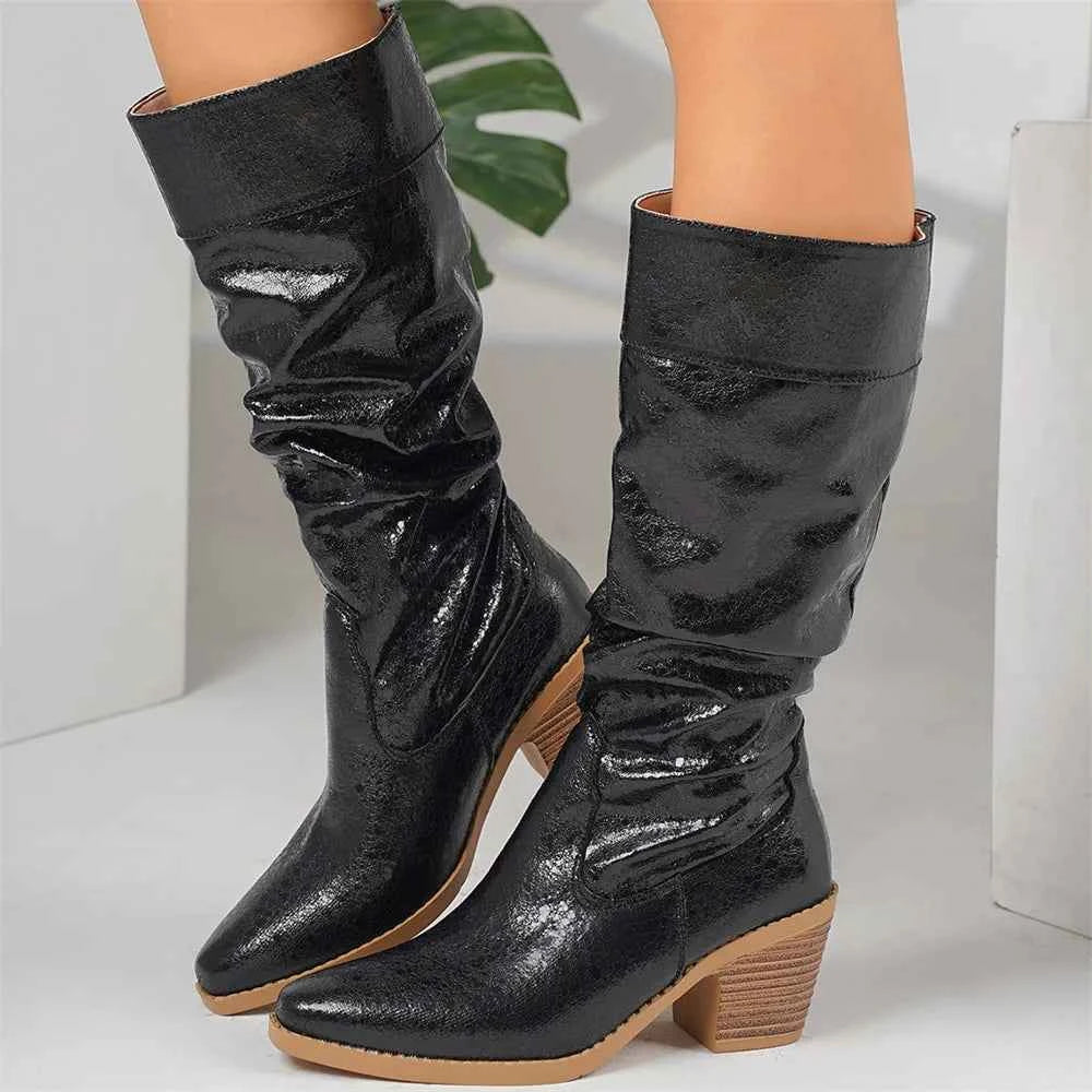 Chic Pointed Toe Heeled Cowboy Boots