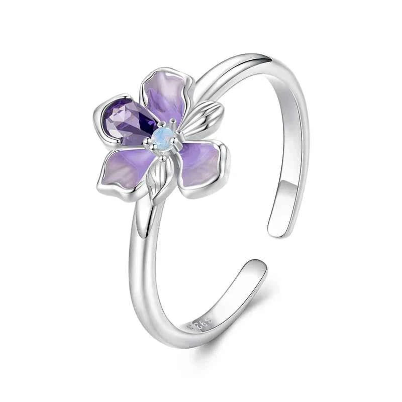 Exquisite Zirconia Iris Flower Gold Ring
