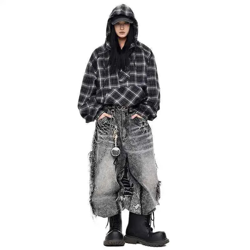 Men Classic Cut Burr Patchwork Baggy Jeans