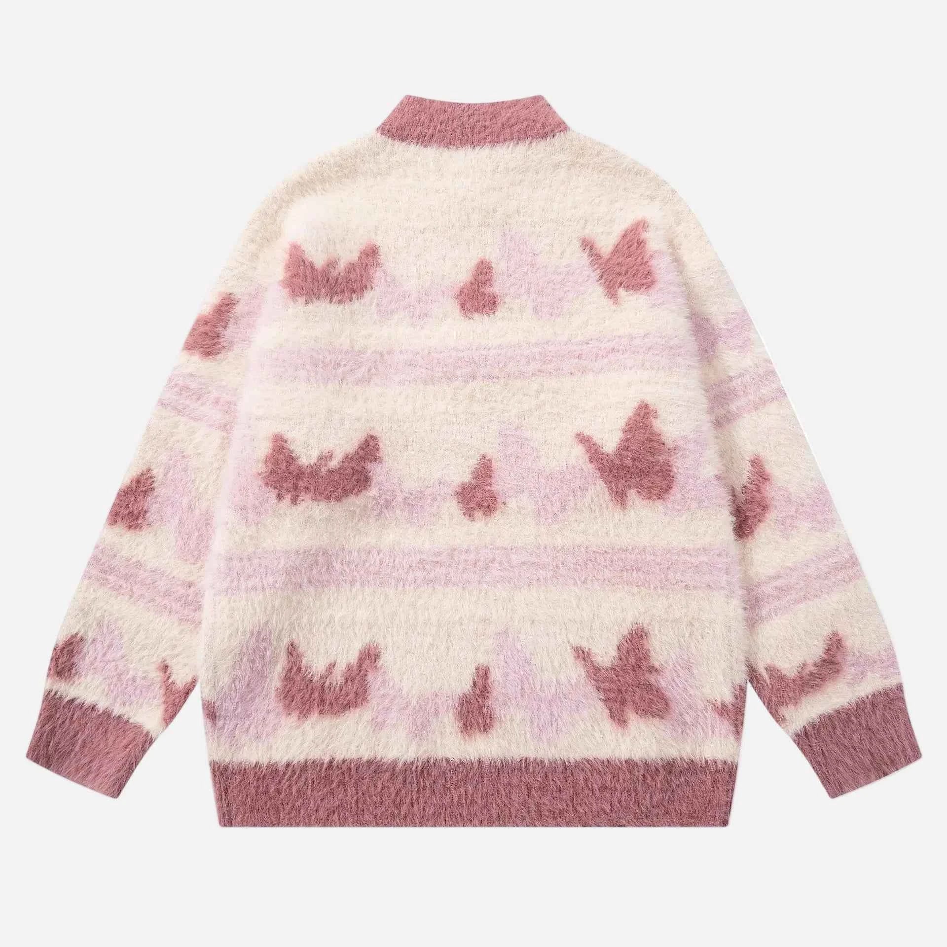Butterfly Pattern Half Zipper Sweater