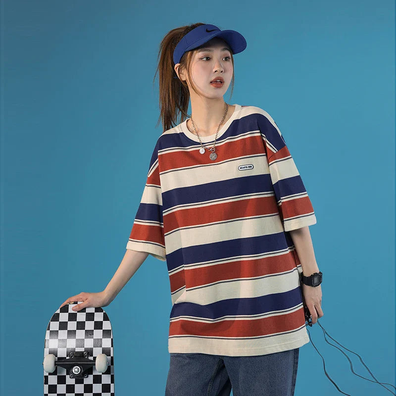 SQ2 Multi Striped Color Loose T-Shirt