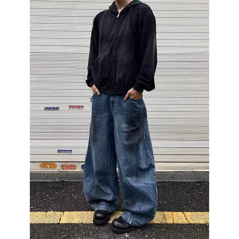 Men's Vintage Hip Hop High Waist Wide Leg Jeans
