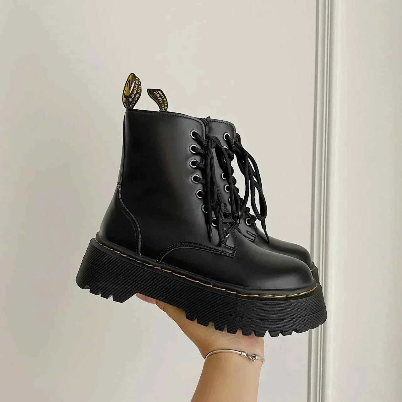 Platform Goth Chelsea Ankle Leather Boot