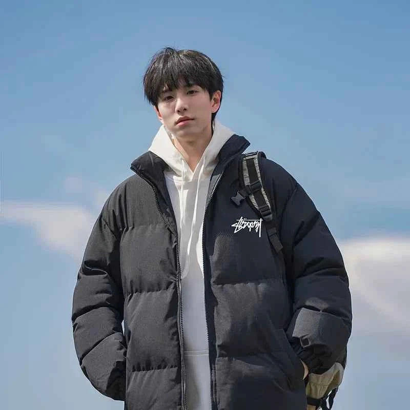 Streetwear Thicken Solid Stand Collar Puffer Jacket
