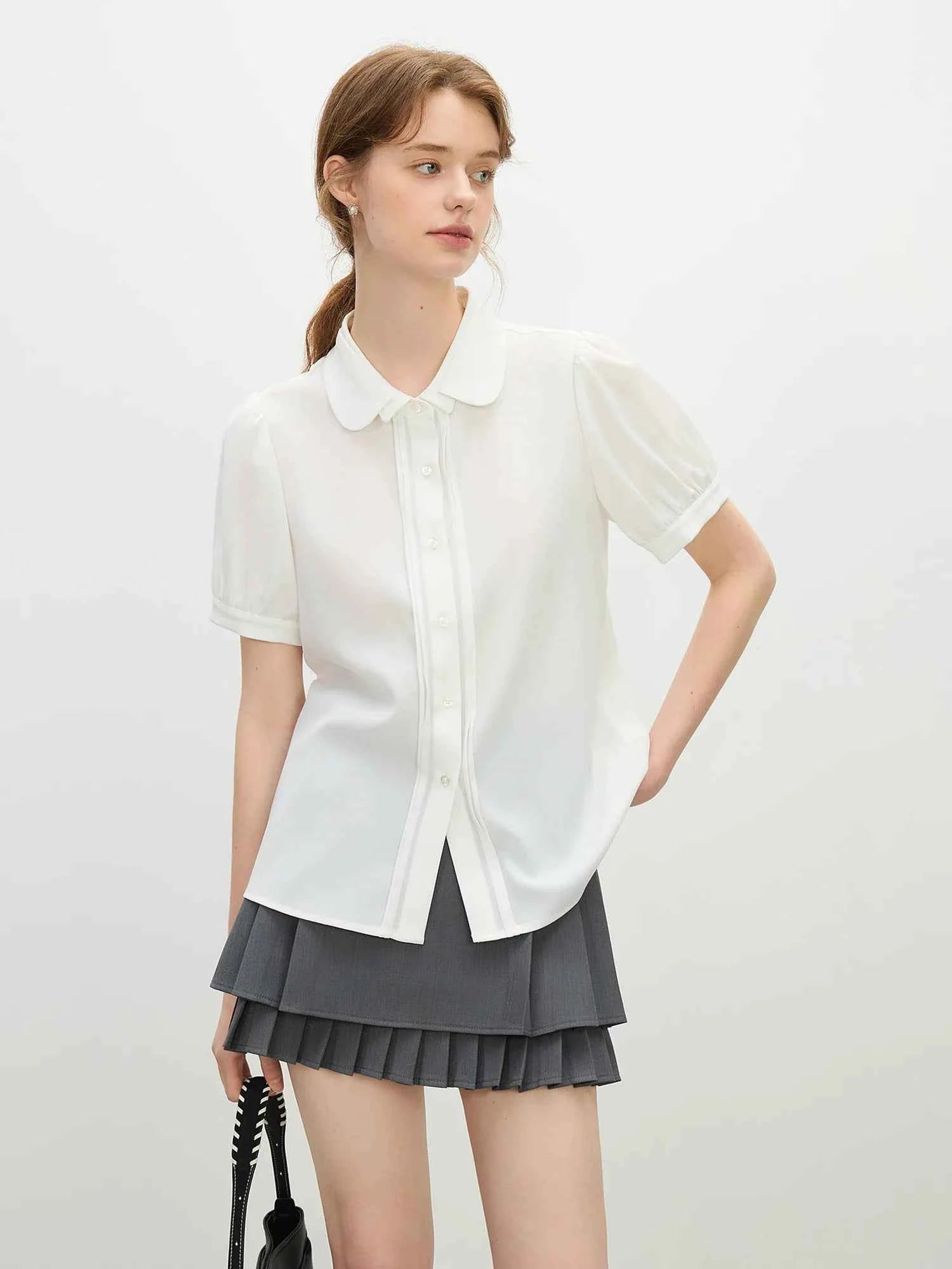 Elegant Layered Collar Office-Ready Blouse Shirt