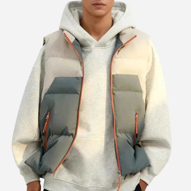 Trendy Splicing Color Hoodie With Vest