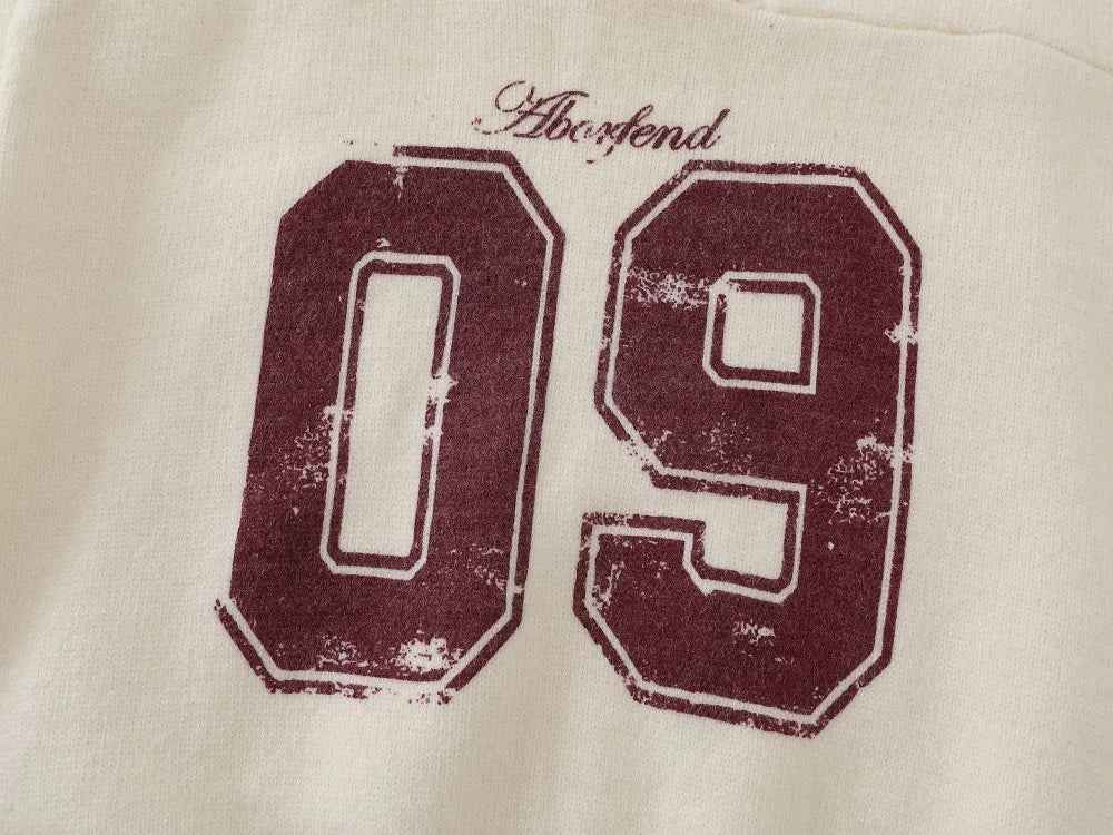 Casual Retro Letter Print Knitted V-Neck Sweater