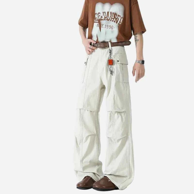 Gray & White Cargo Denim Work Jeans