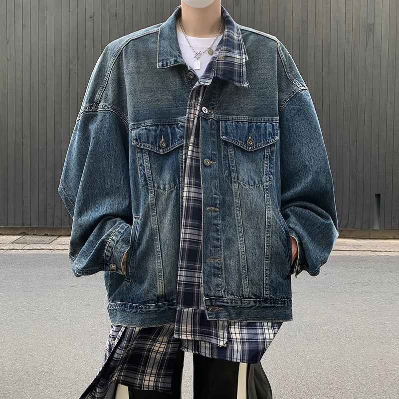 Plaid Patchwork High Street Denim Jacket