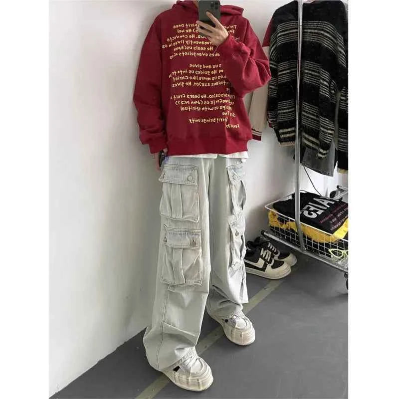 Men's Patchwork Straight Cargo Jeans