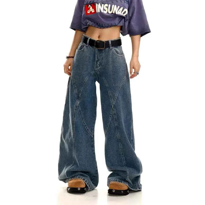 Effortless Y2K Blue Wide Leg Denim Jeans