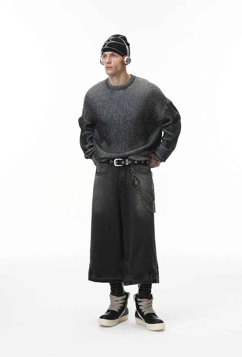 Streetwear Colorblock Loose Crewneck Knit Sweater