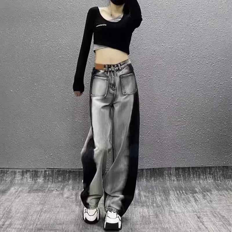 Autumn Korean Style Large Retro Baggy Jeans