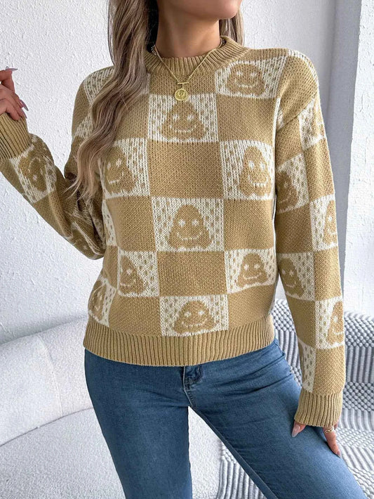Y2K Signature Halloween Plaid Knitted Sweater
