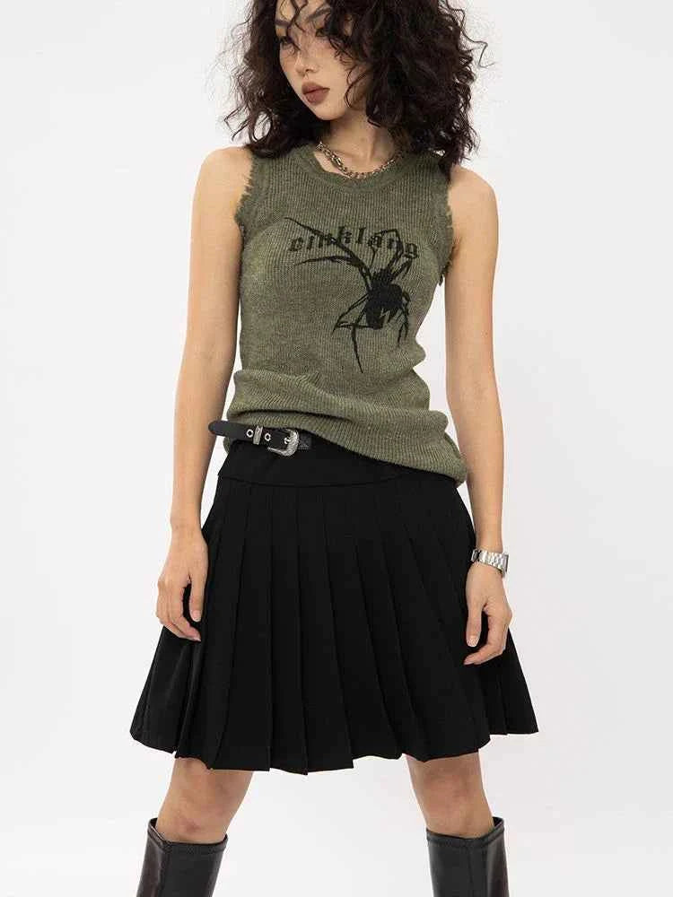 Vintage Spider Pattern Knitted Vest T-Shirt