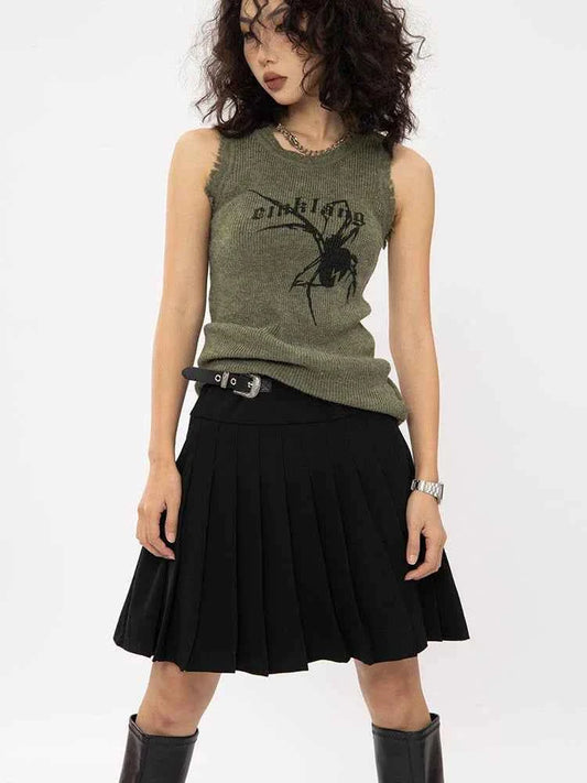 Vintage Spider Pattern Knitted Vest T-Shirt