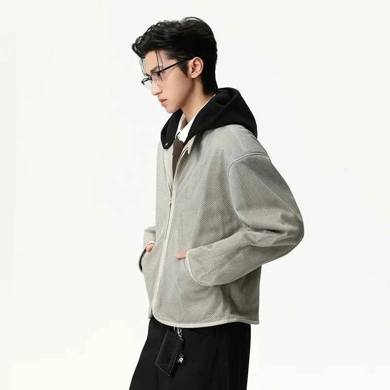 Patchwork High-Quality Hooded Zipper Jacket