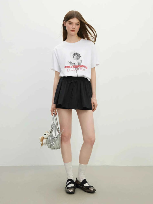 Women Vintage Cooling Rose Print Loose Fit T-Shirt