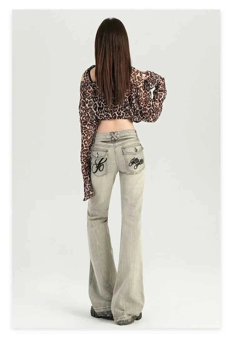 Stylish Flare Mid-Waist Stretch Jeans