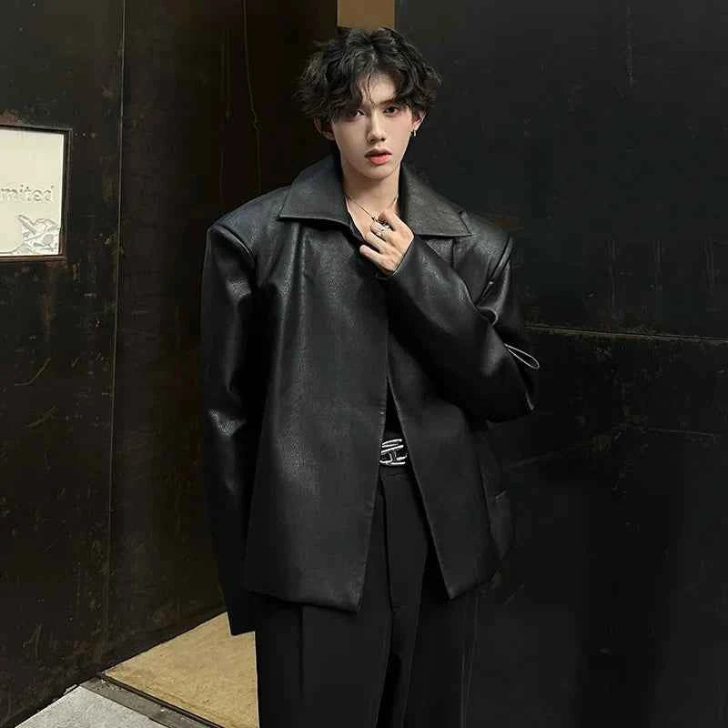 Sleek Buttonless PU Motorcycle Leather Jacket