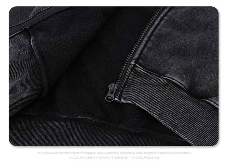 Zip Up Hoodie Black Oversized