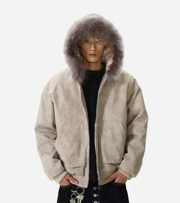 Effortless With Large Pockets Fur Hooded Jacket