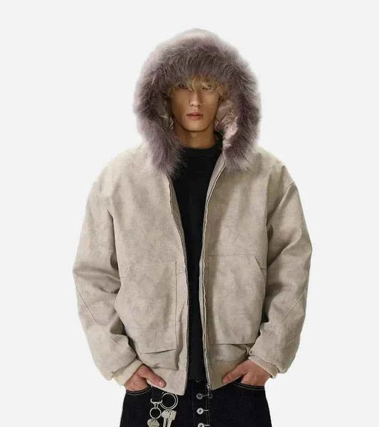Effortless With Large Pockets Fur Hooded Jacket