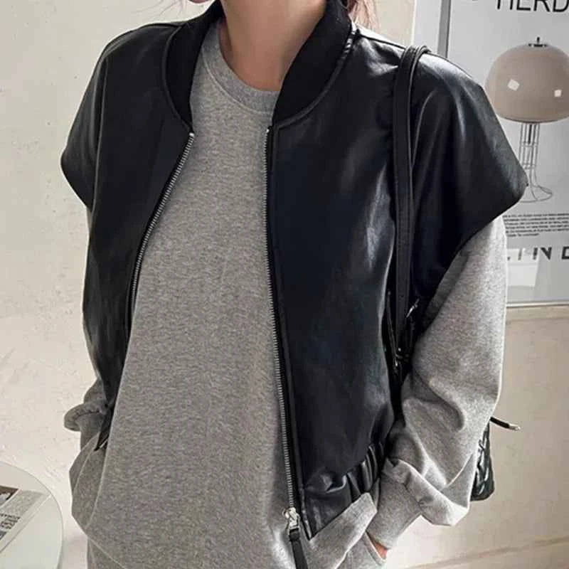 Winter Luxury Retro Autumn Leather Vest