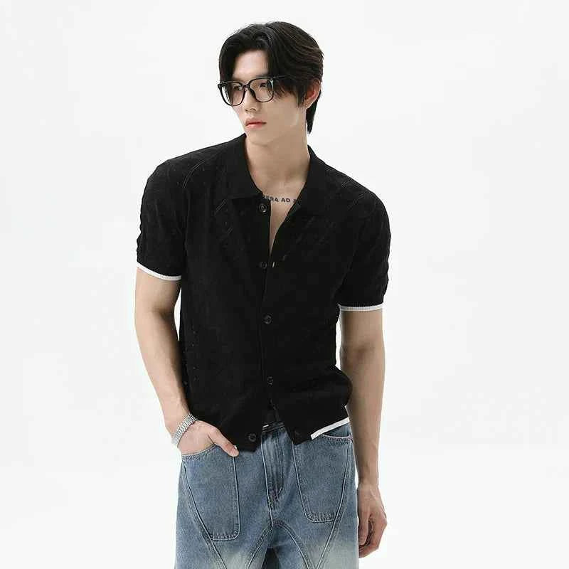 Casual Hollow Out Knit Short-Sleeve Shirt