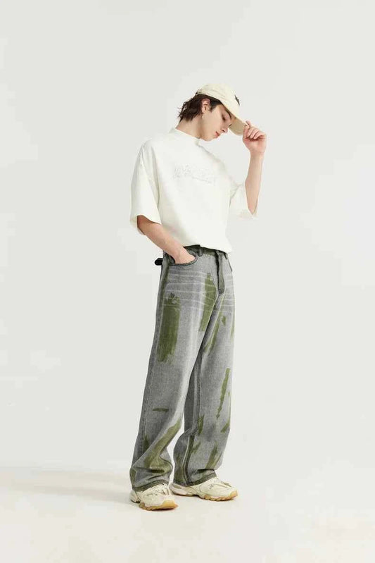Hand-Painted Wide Leg High Street Jeans
