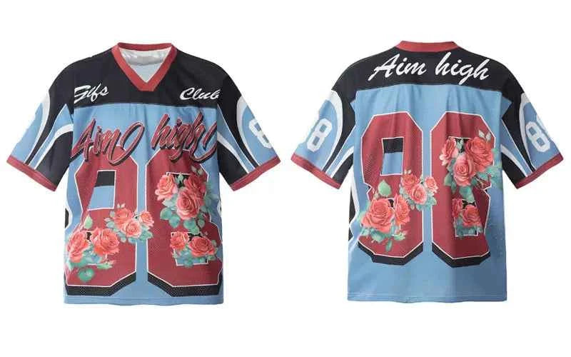 Insulated Mesh Oversized Floral Graphic Sport T-Shirt