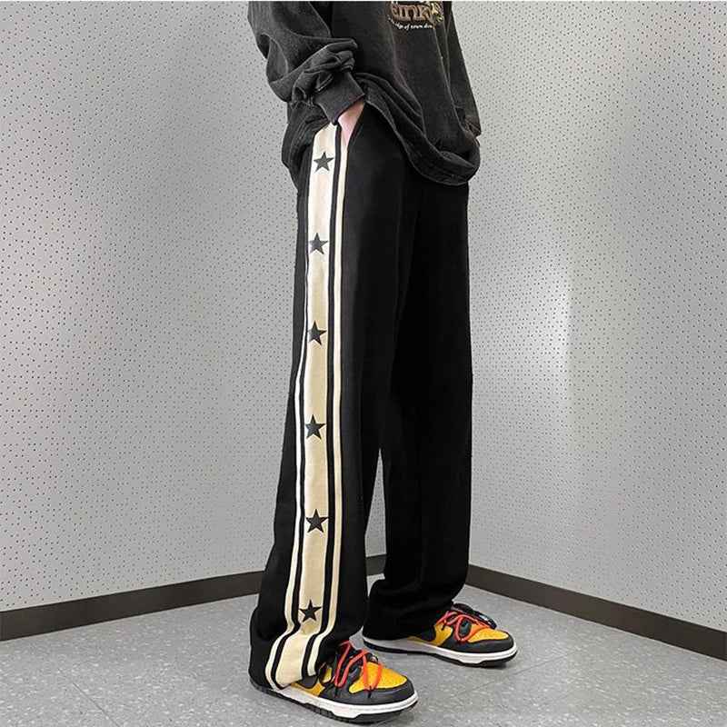 Streetwear Vintage High Waist Black Star Sweatpants
