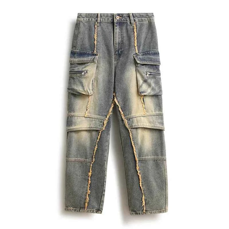 Trendy Distressed Loose-Fit Cargo Denim Jeans