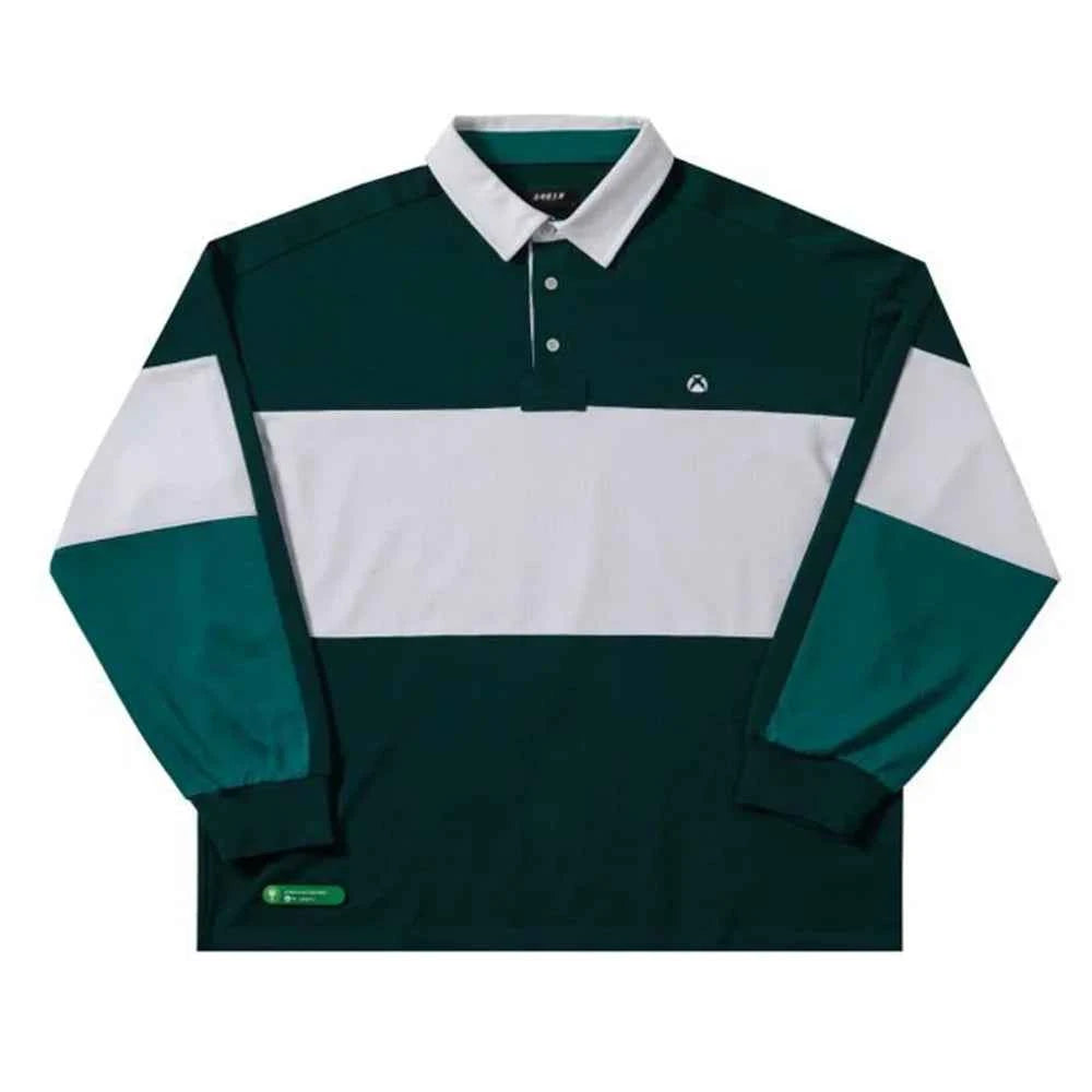 Color Blocked Patchwork Long Sleeve Polo T-Shirt
