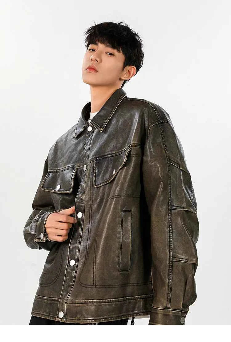 Classic Premium Vintage Loose Leather Motorcycle Jacket