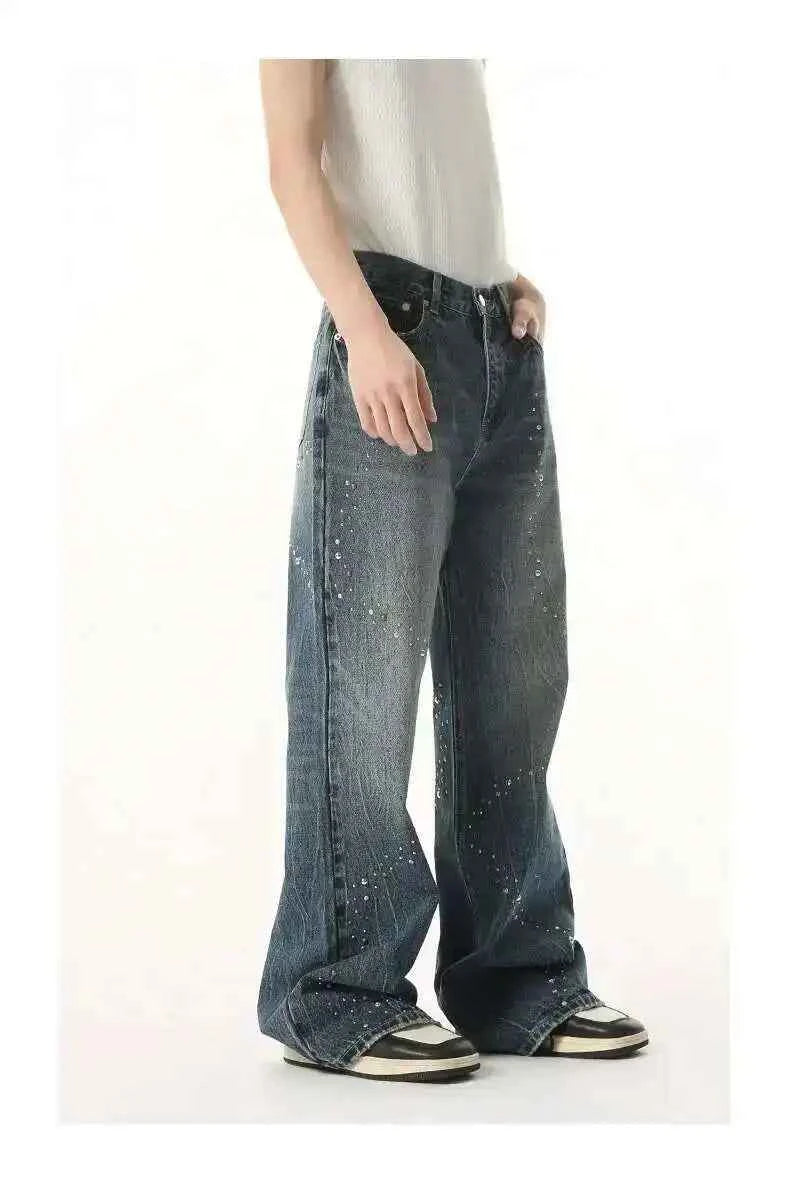 Sequin Patchwork Wornout Burr Edge Jeans
