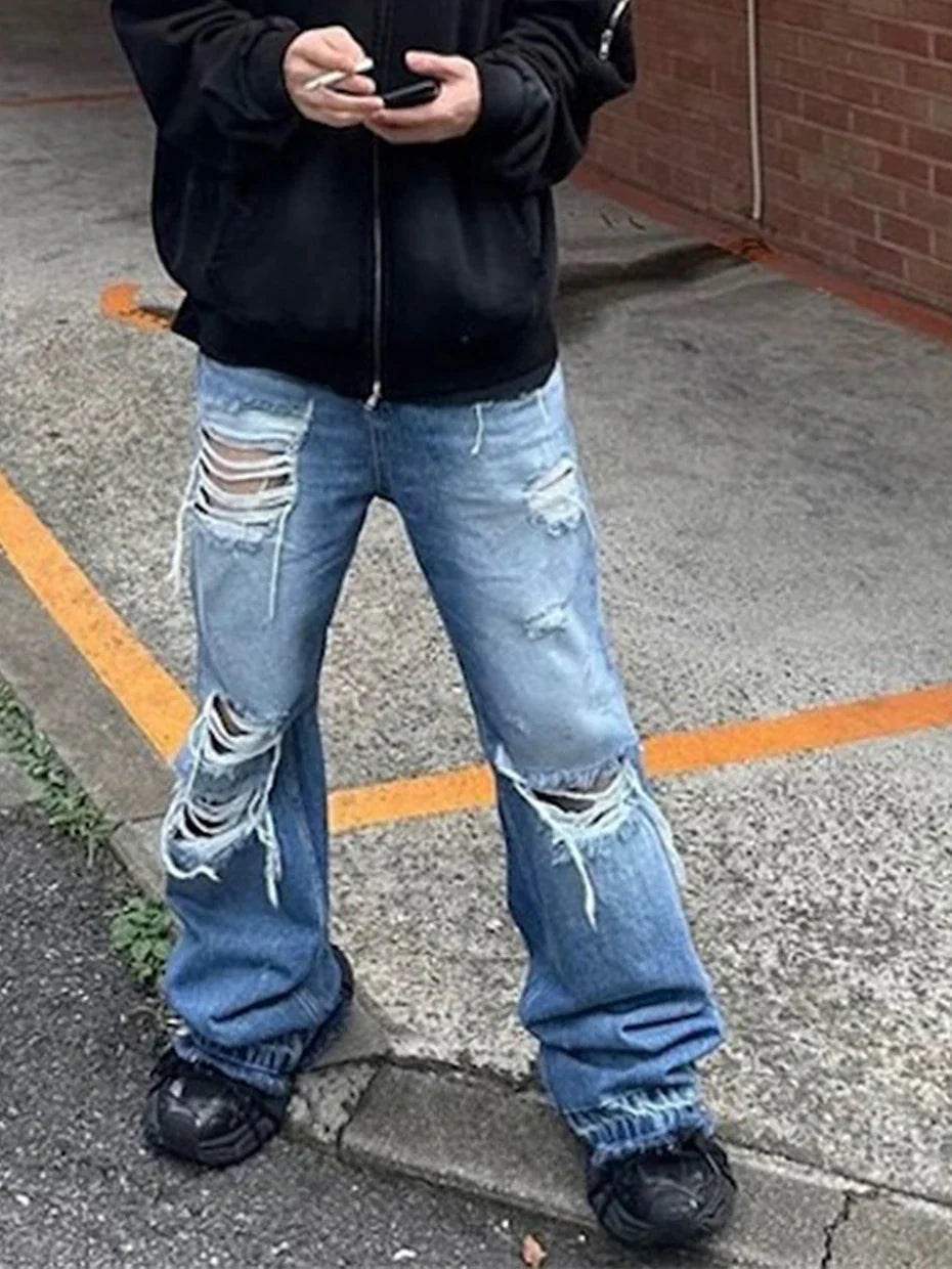 Distressed KP26 Baggy Flared Jeans