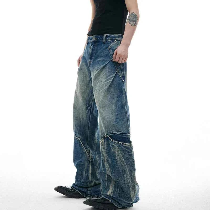 Streetwear Patchwork Wide Leg Jeans