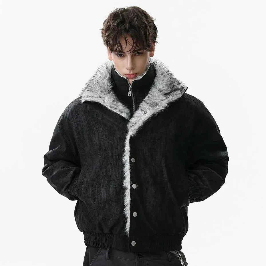 Streetwear Winter Vintage Fur Thicken Parkas Jacket