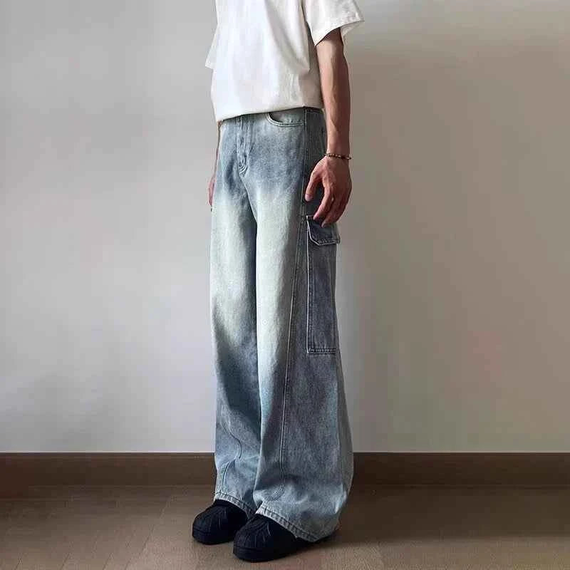 Vintage Wide Leg Cargo Denim Jeans