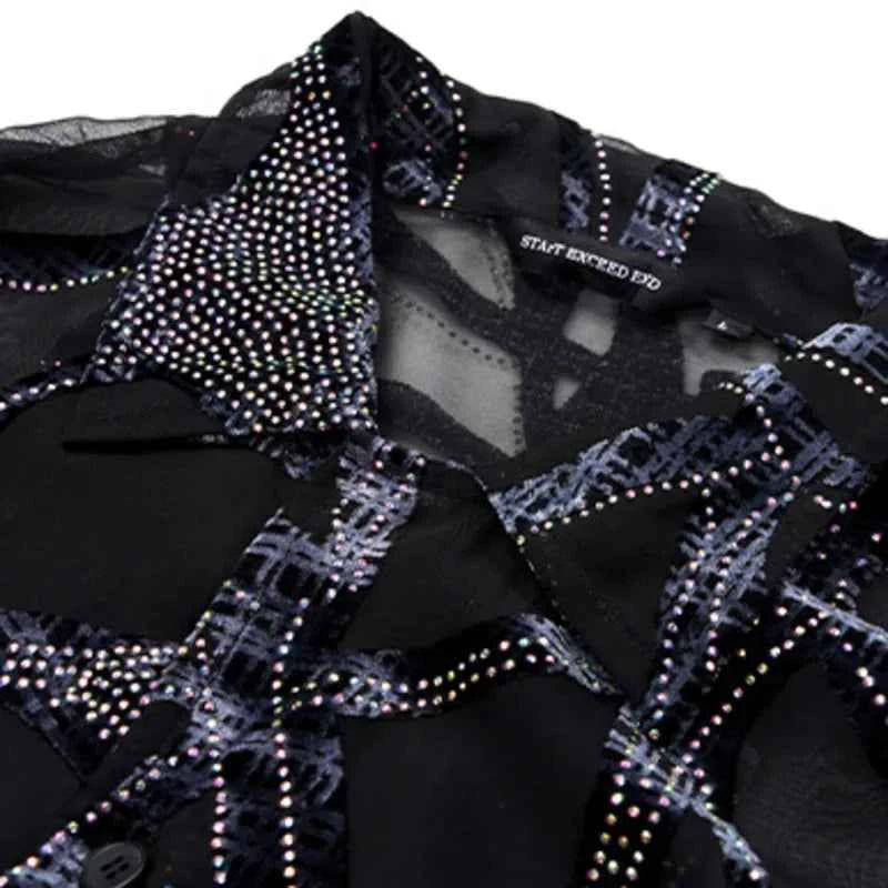 Diamond Snake Lapel Loose Short Sleeve Shirt