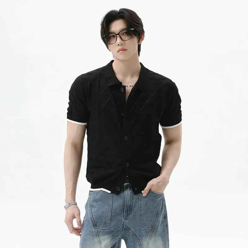Casual Hollow Out Knit Short-Sleeve Shirt